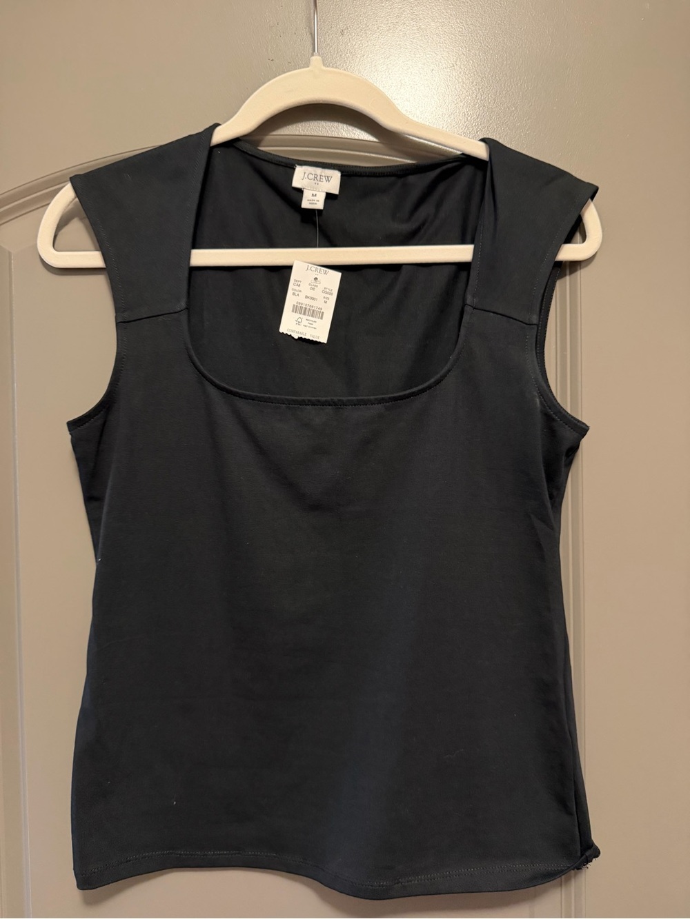 J. Crew Black Scoop-Neck Wide-Strap Tank